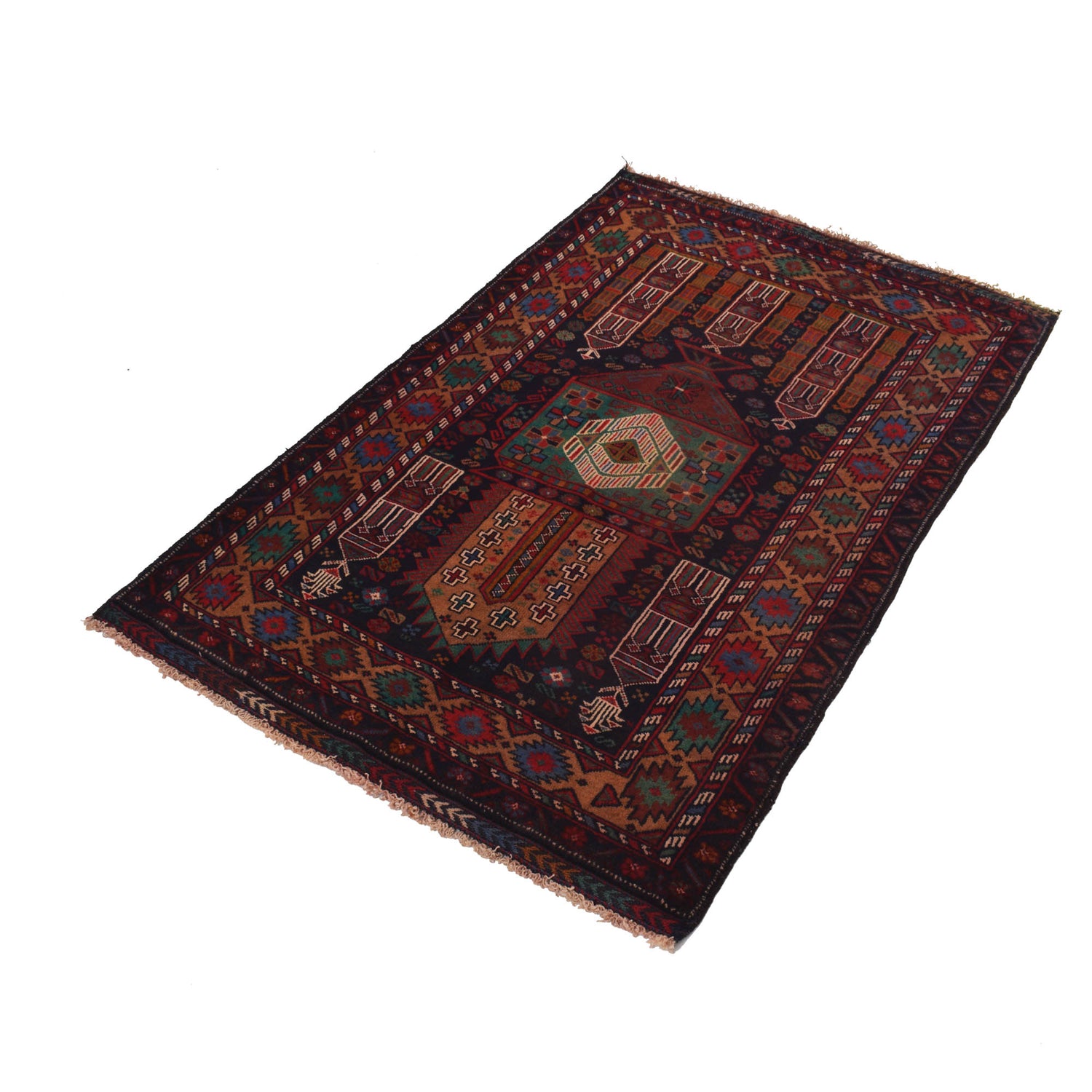 Islamic Prayer Carpet 2' 10" x 4' 5" ft / 87 x 135 cm - G19048