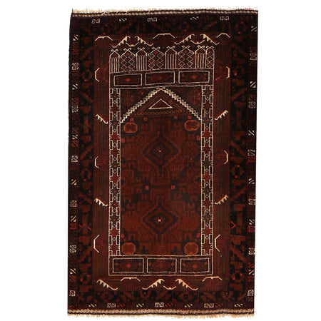 Islamic Prayer Carpet 2' 11" x 4' 7" ft / 90 x 140 cm - G19049