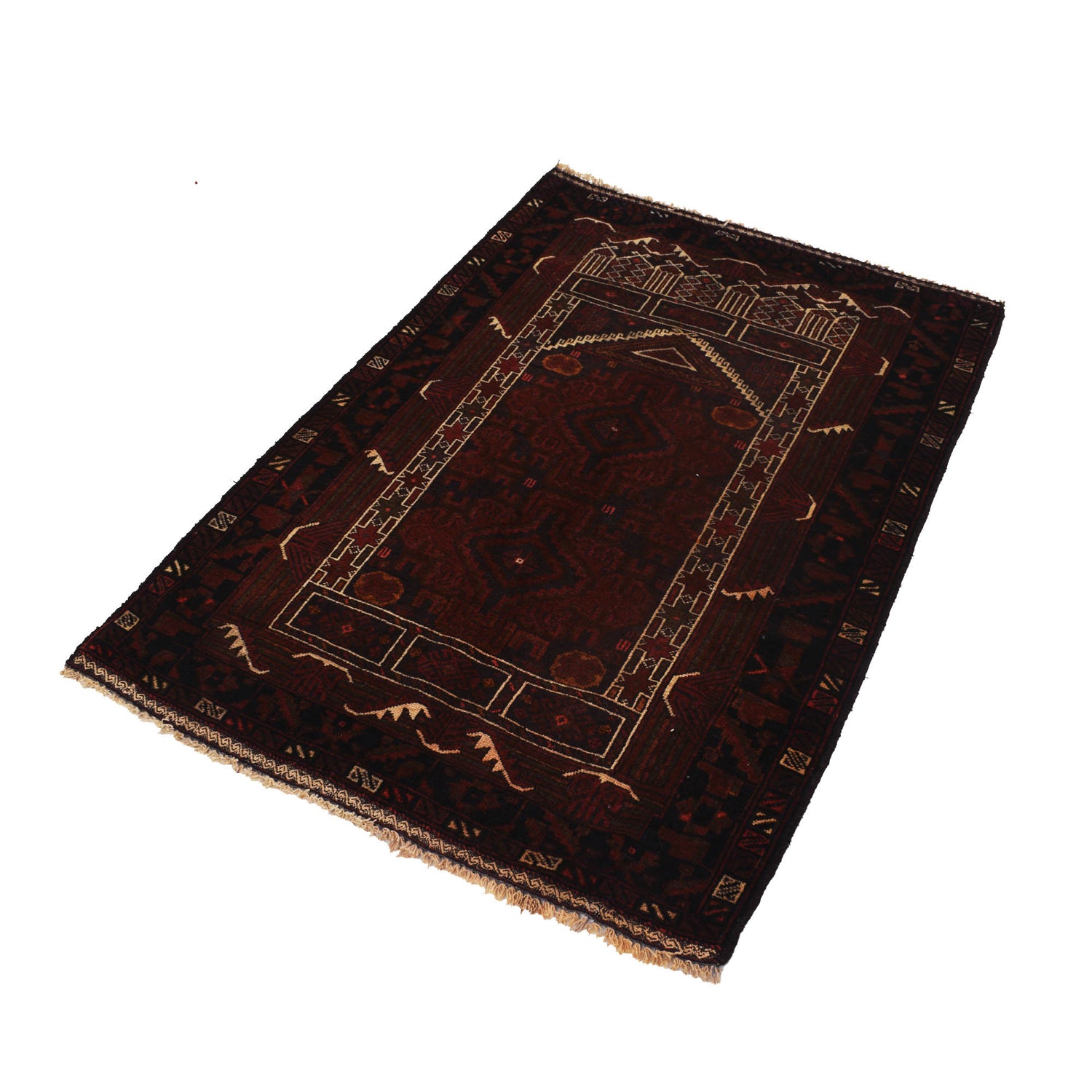 Islamic Prayer Carpet 2' 11" x 4' 7" ft / 90 x 140 cm - G19049