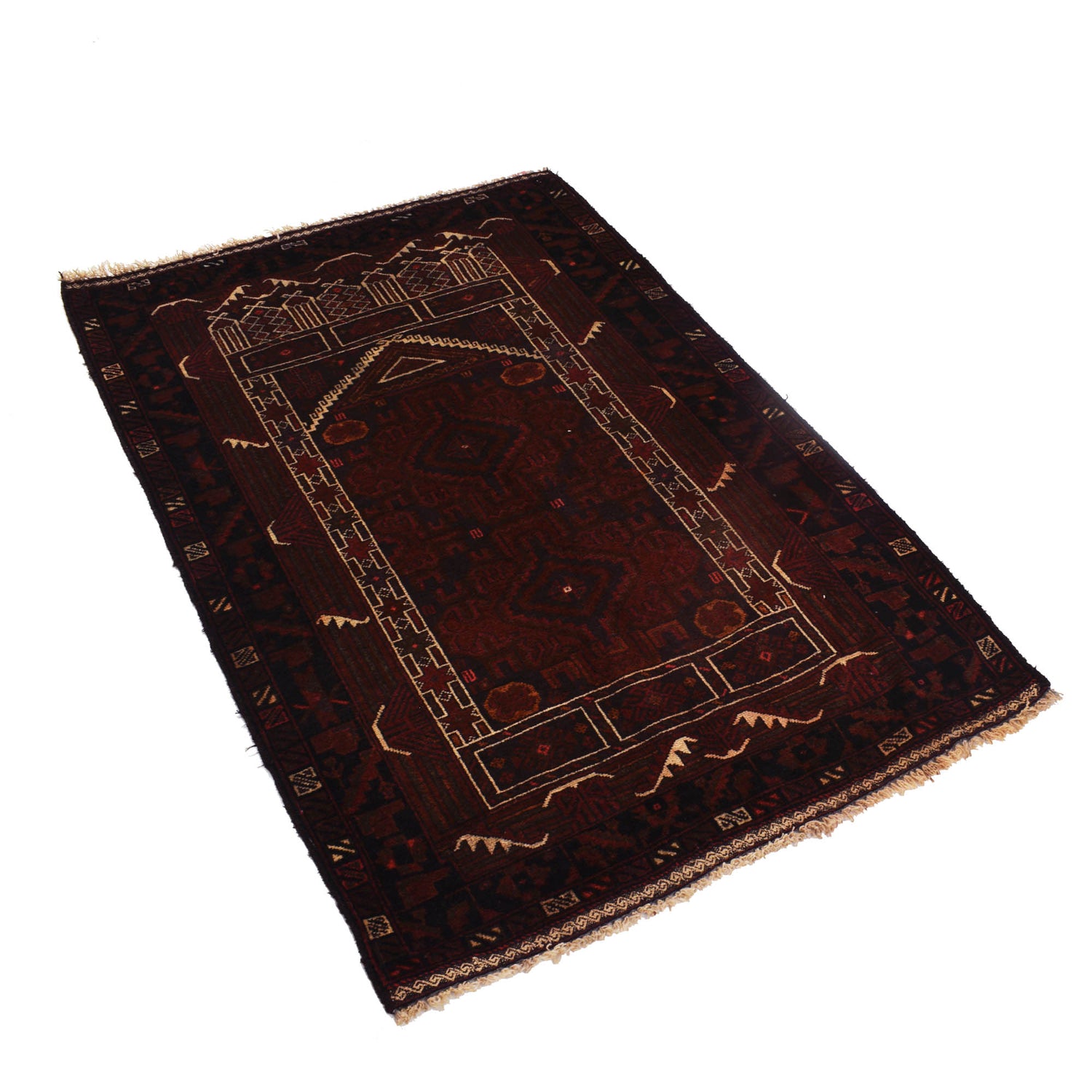 Islamic Prayer Carpet 2' 11" x 4' 7" ft / 90 x 140 cm - G19049