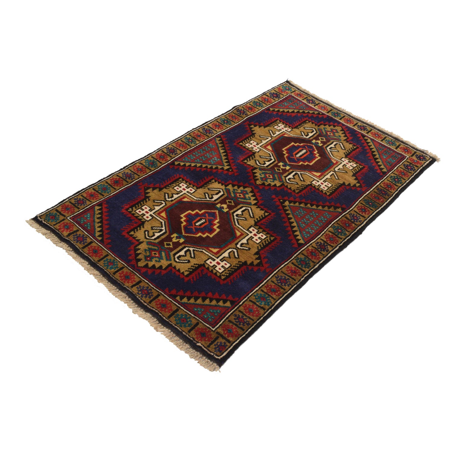 Blue Color Baluchi Rug 2' 9" x 4' 6" ft / 83 x 137 cm - No. G19126