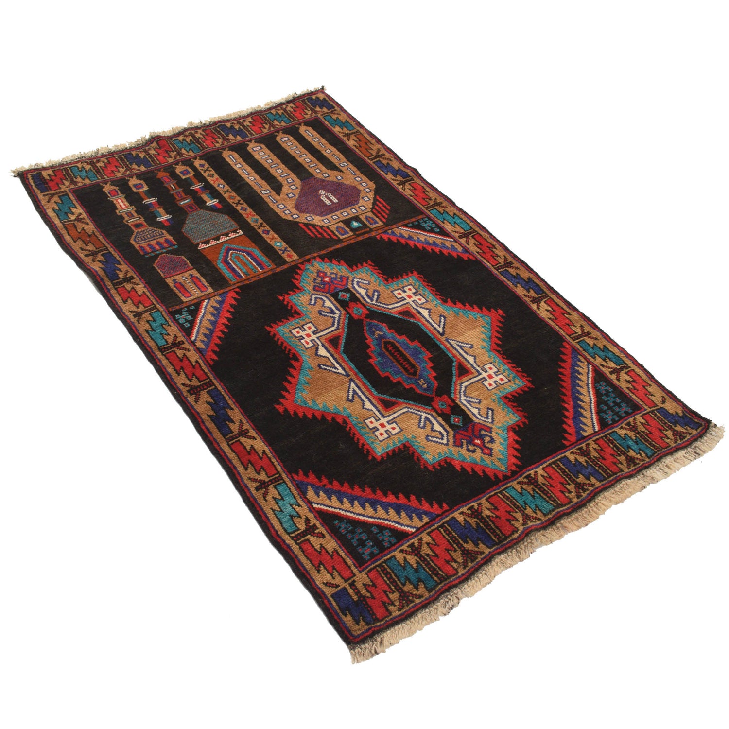 Small Prayer Carpet 3' 0" x 4' 9" ft / 91 x 145 cm - G19128