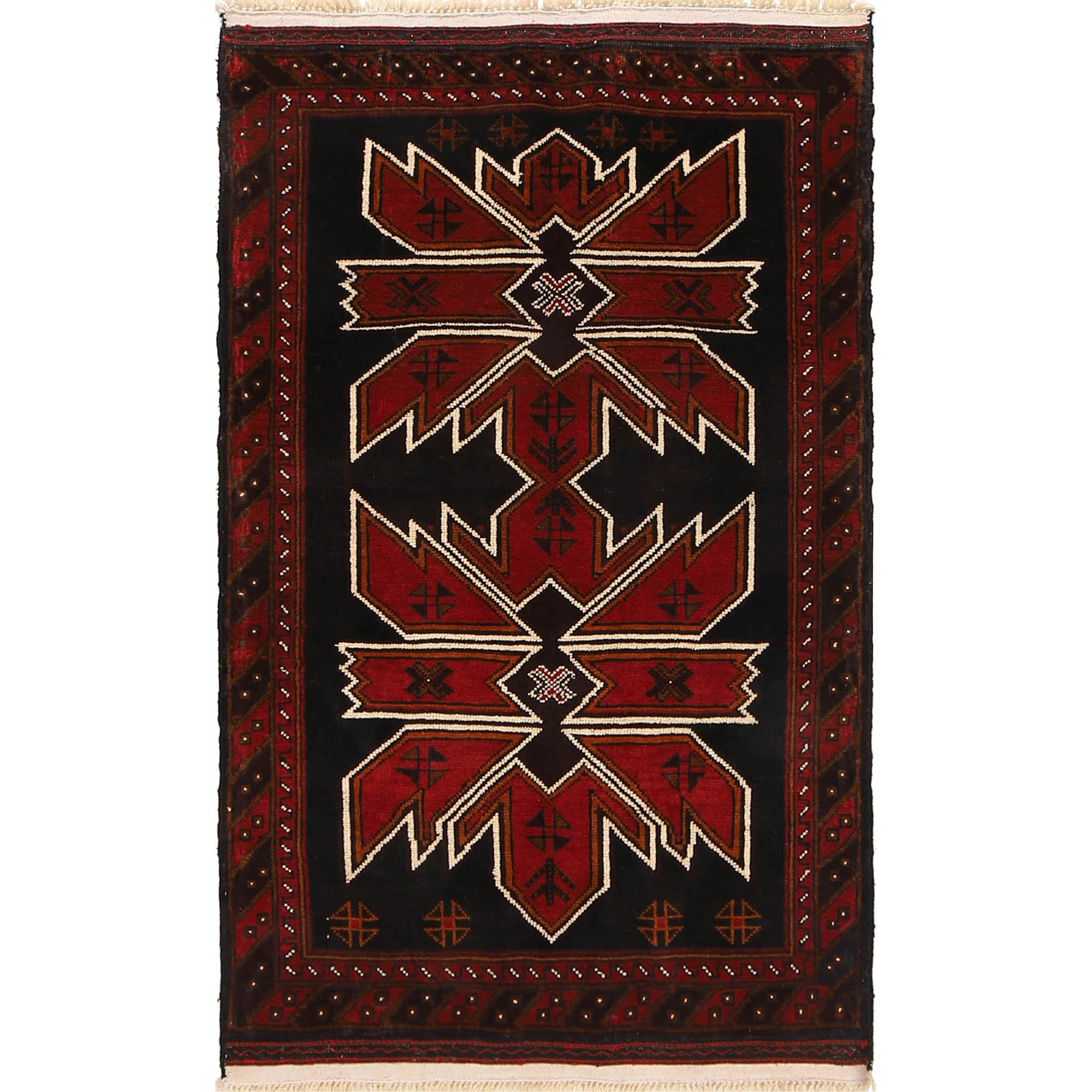 Black Color Baluchi Rug 2' 11" x 4' 8" ft / 90 x 141 cm - No. G19143