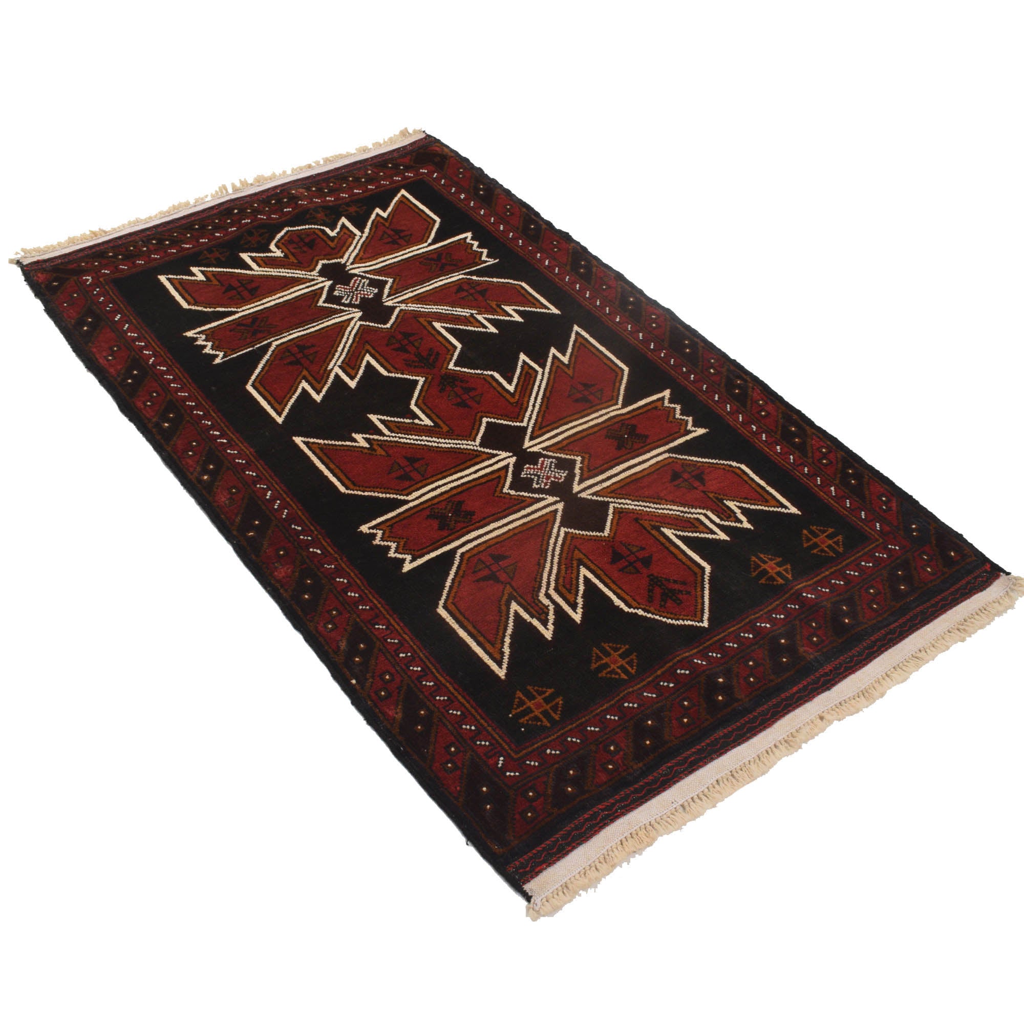 Black Color Baluchi Rug 2' 11" x 4' 8" ft / 90 x 141 cm - No. G19143