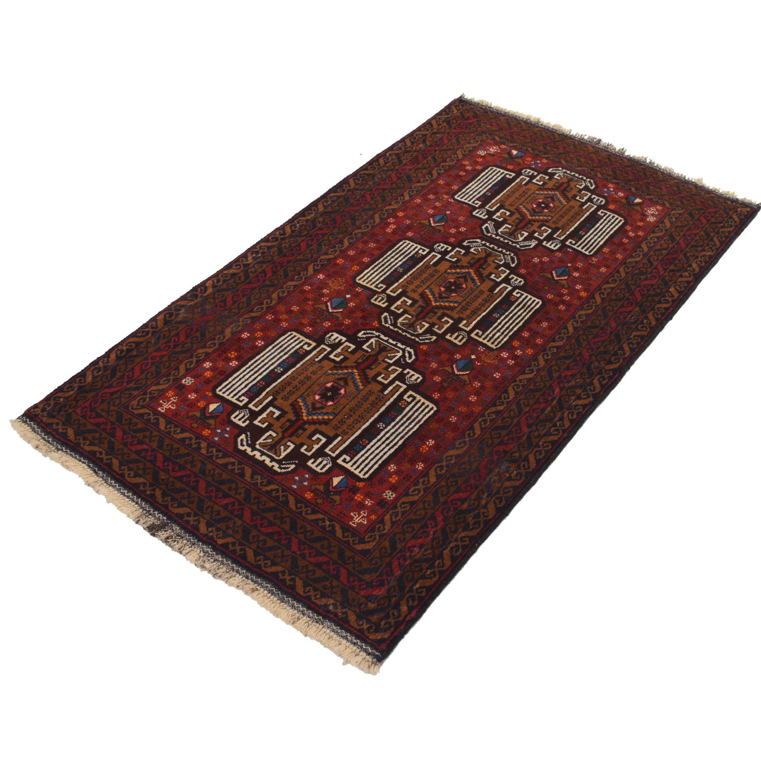 Red Color Baluchi Rug 2' 11" x 5' 0" ft / 89 x 153 cm - No. G19147