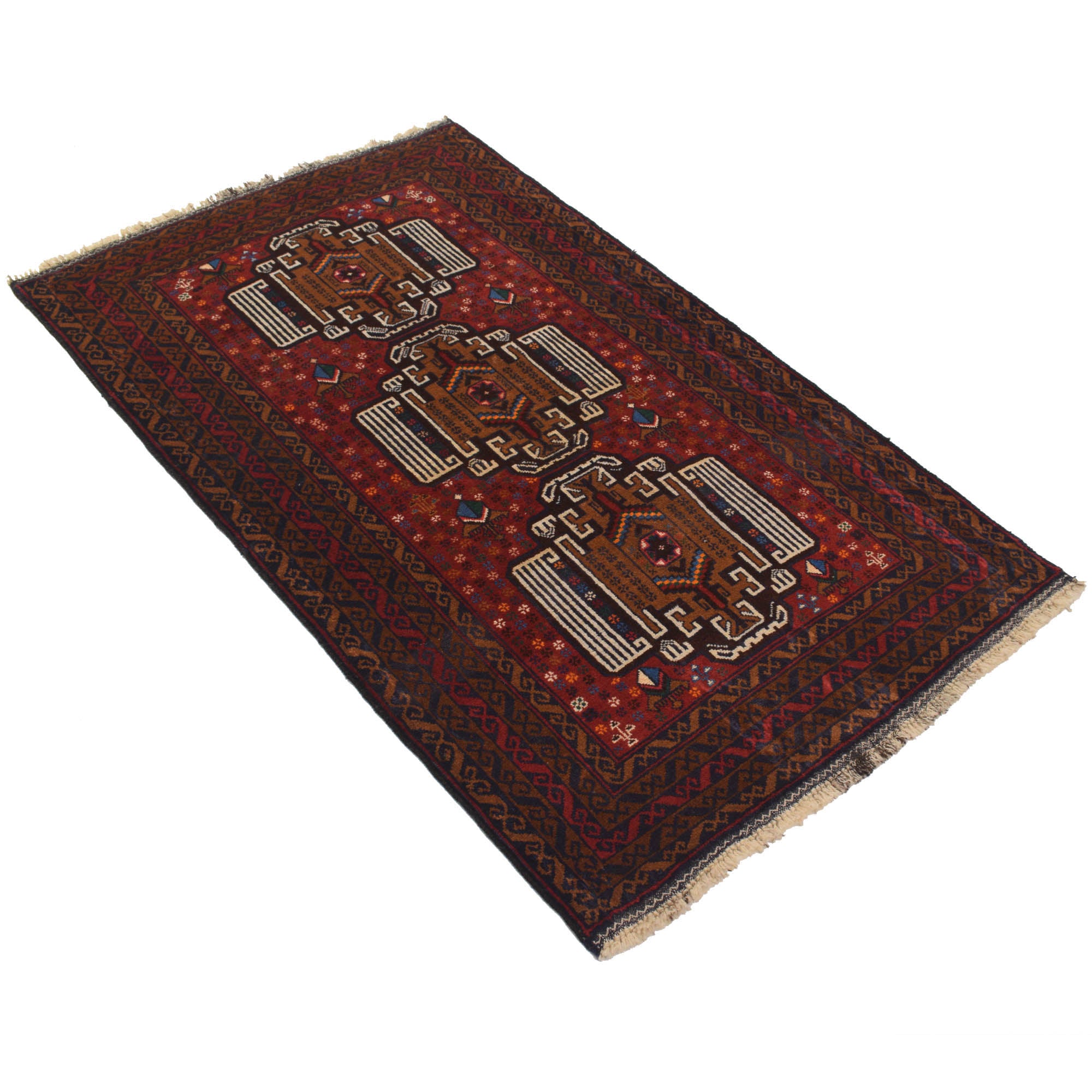 Red Color Baluchi Rug 2' 11" x 5' 0" ft / 89 x 153 cm - No. G19147