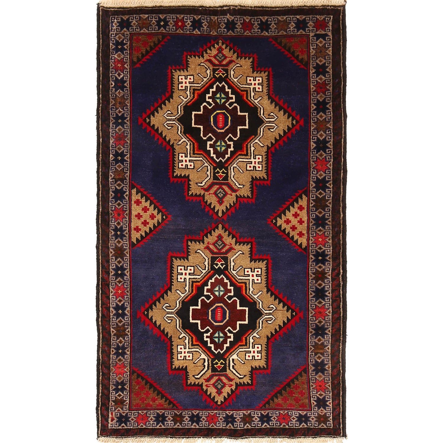 Blue Color Baluchi Rug 2' 10" x 5' 2" ft / 86 x 157 cm - No. G19148