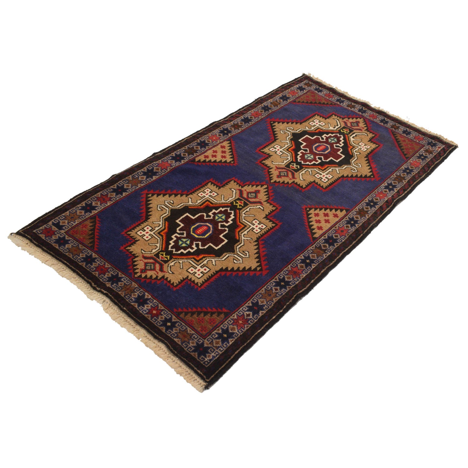 Blue Color Baluchi Rug 2' 10" x 5' 2" ft / 86 x 157 cm - No. G19148