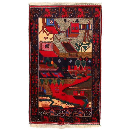 Handmade Picture Area Rug 2' 11" x 4' 8" ft / 89 x 143 cm - No. G19248