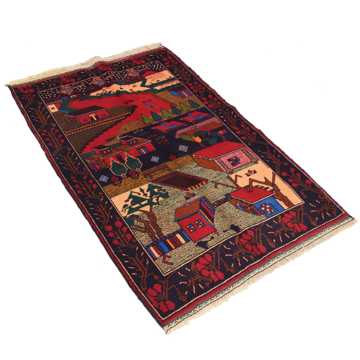 Handmade Picture Area Rug 2' 11" x 4' 8" ft / 89 x 143 cm - No. G19248