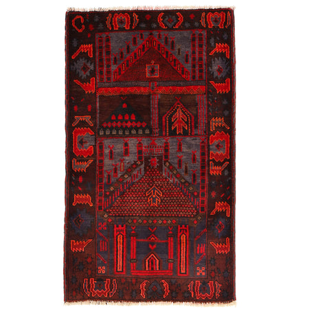 Small Prayer Carpet 2' 10" x 4' 9" ft / 87 x 145 cm - G19255