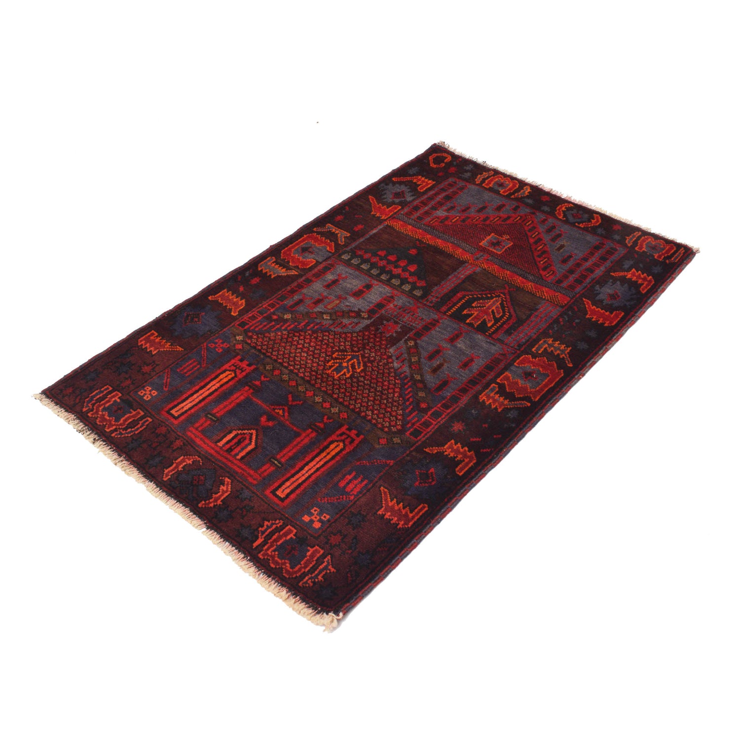 Small Prayer Carpet 2' 10" x 4' 9" ft / 87 x 145 cm - G19255