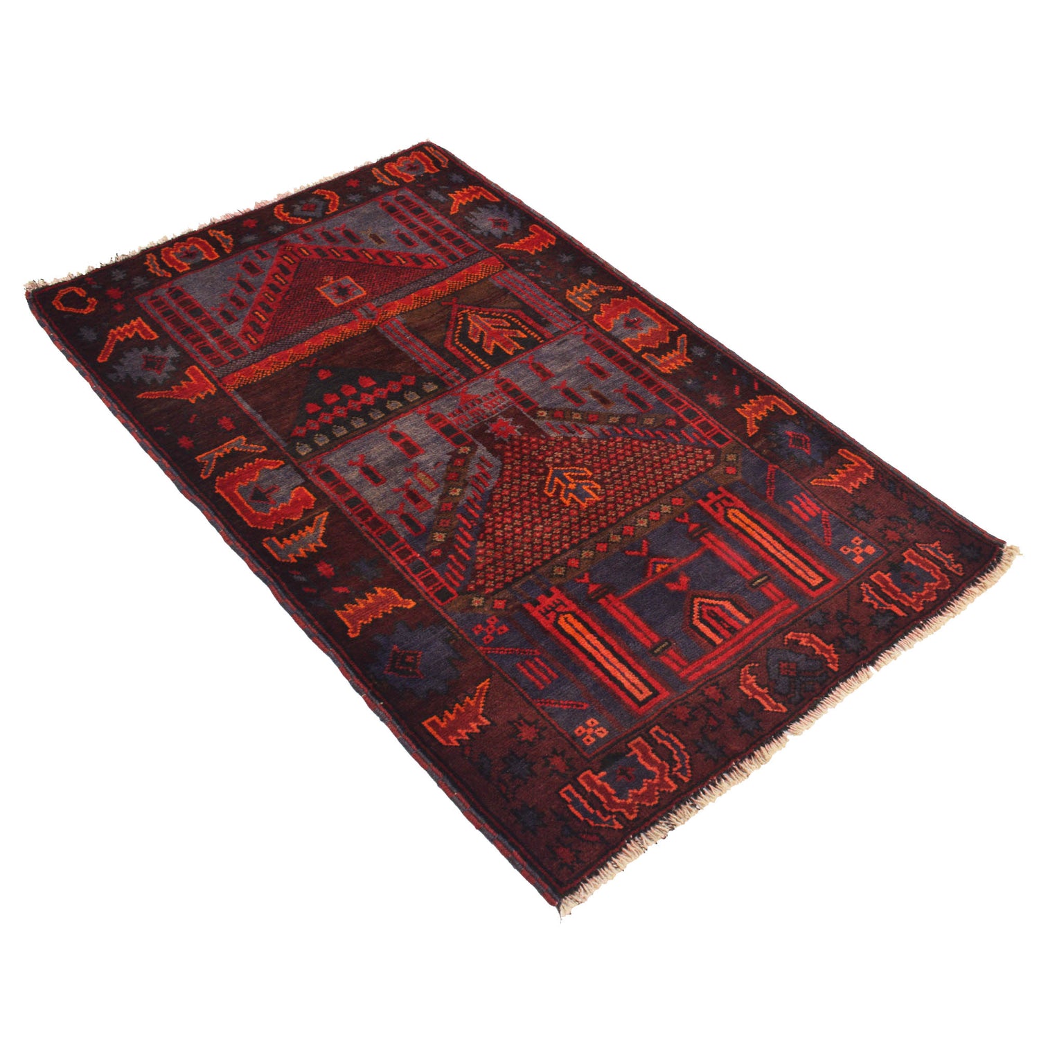 Small Prayer Carpet 2' 10" x 4' 9" ft / 87 x 145 cm - G19255