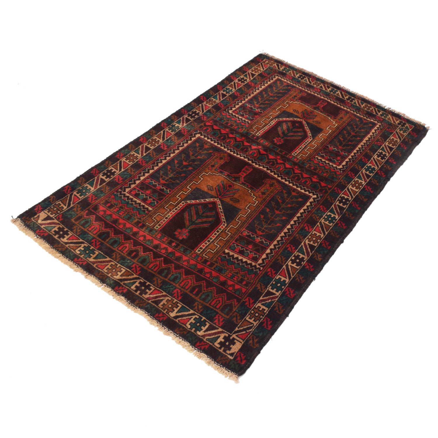 Small Prayer Carpet 2' 10" x 4' 7" ft / 87 x 140 cm - G19257