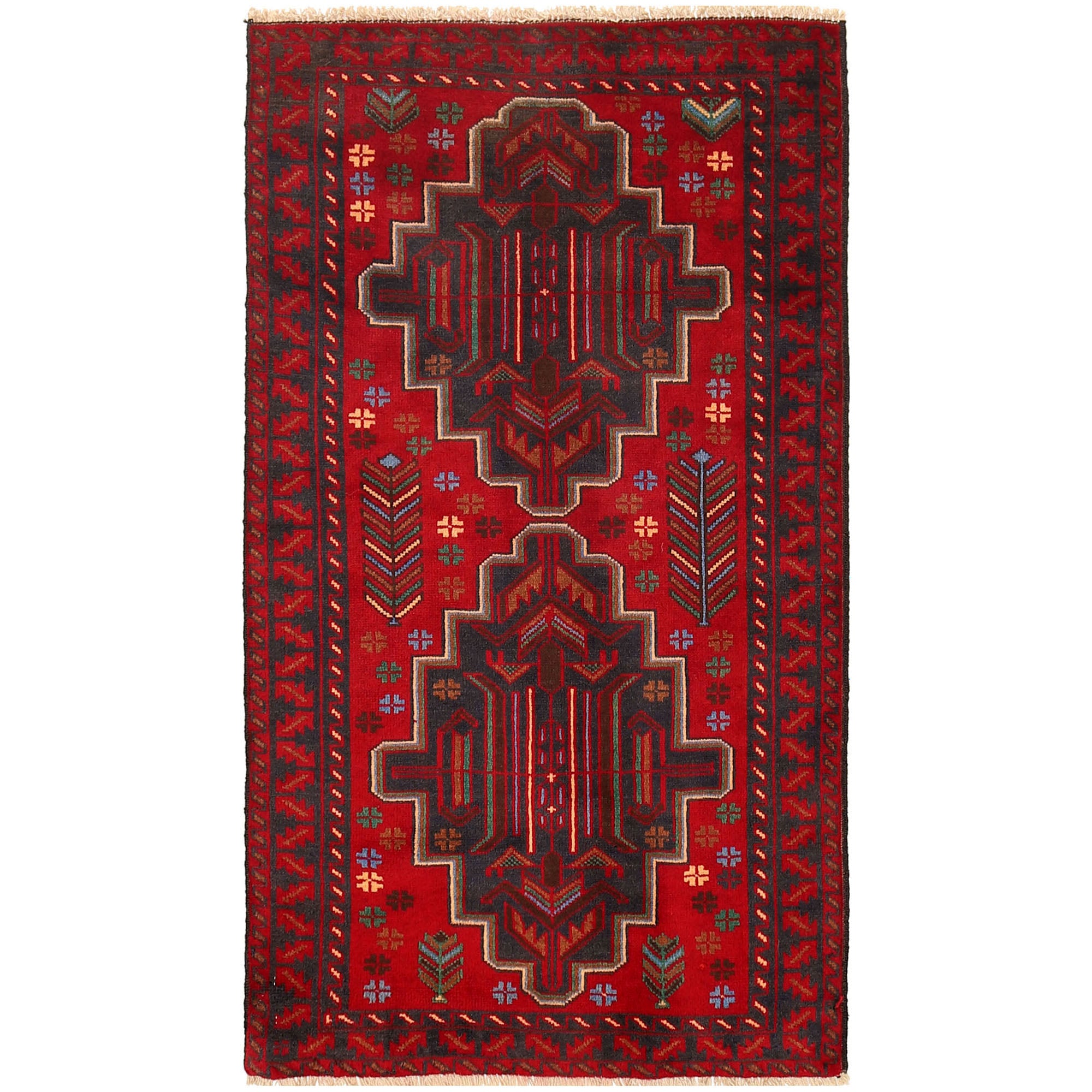 Hand Knotted Baluchi Rug 2' 8" x 4' 9" ft / 81 x 144 cm - No. G19423
