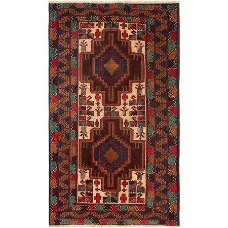 Hand Knotted Baluchi Rug 2' 9" x 4' 9" ft / 83 x 146 cm - No. G19424