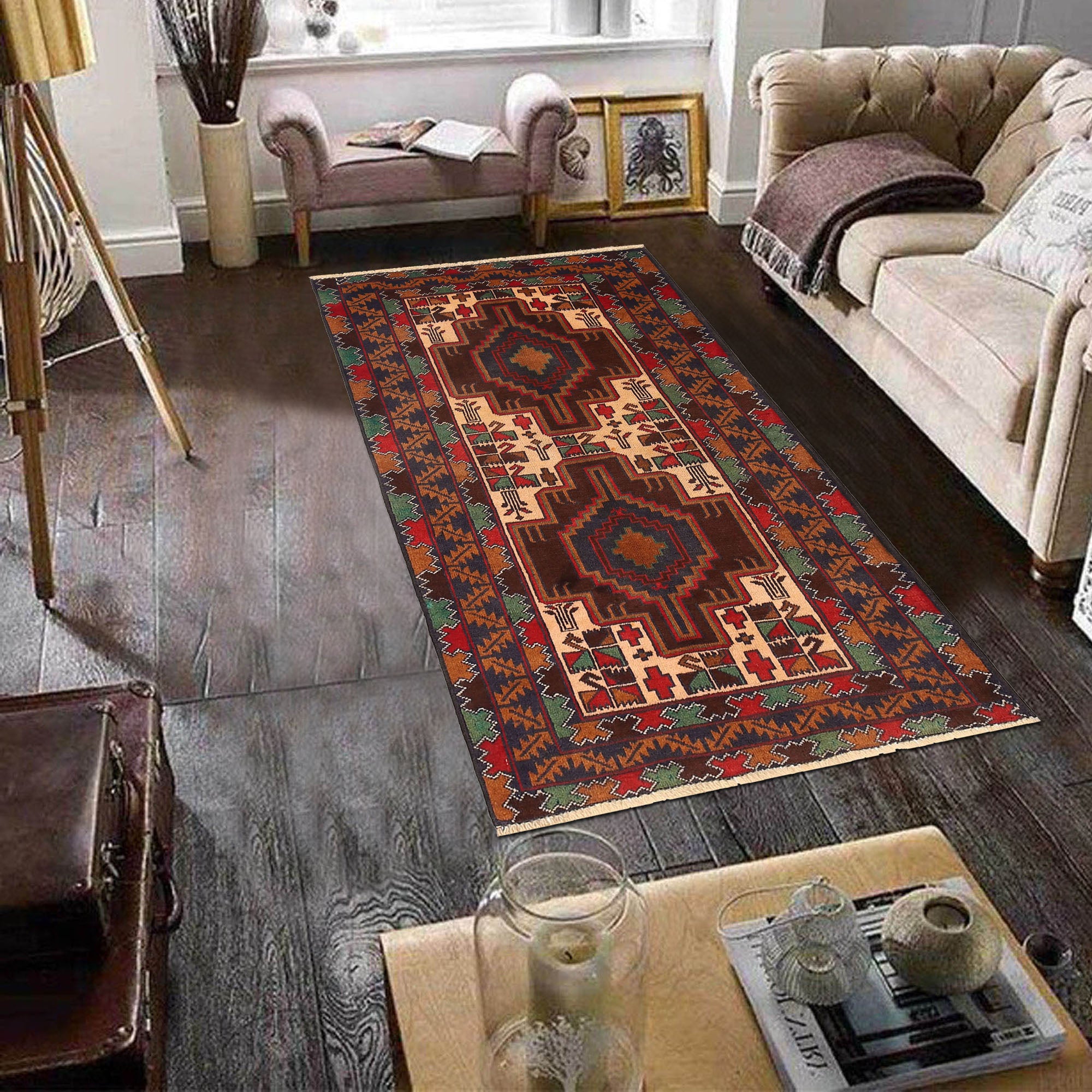 Hand Knotted Baluchi Rug 2' 9" x 4' 9" ft / 83 x 146 cm - No. G19424