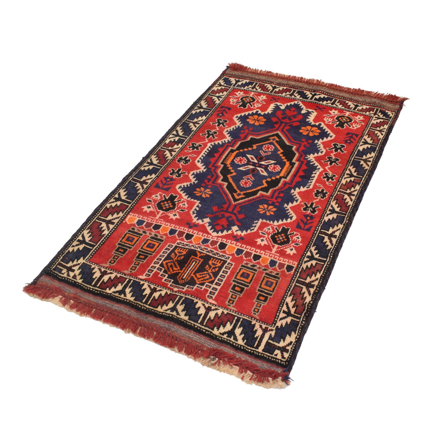 Handmade Prayer Rug 2' 9" x 4' 5" ft / 84 x 135 cm - G19426
