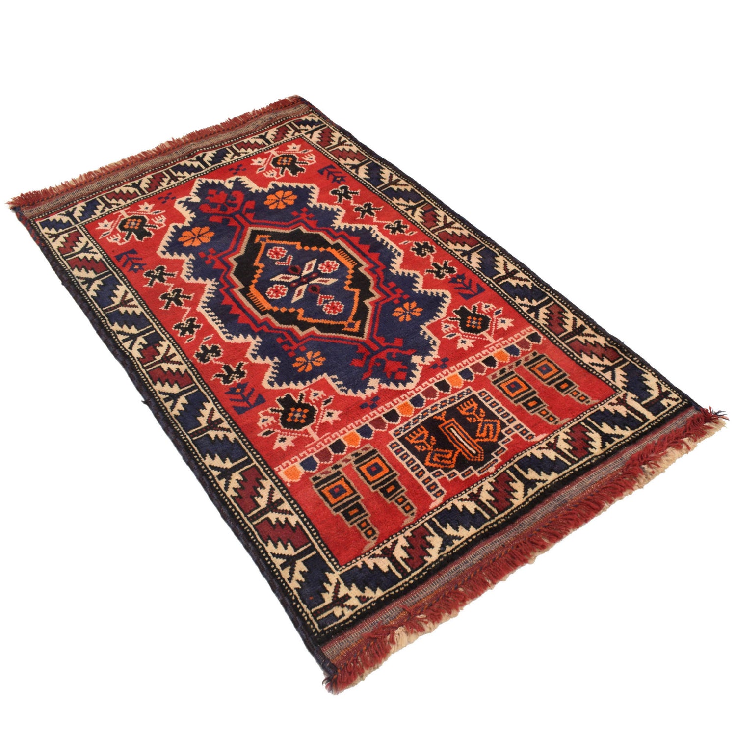 Handmade Prayer Rug 2' 9" x 4' 5" ft / 84 x 135 cm - G19426