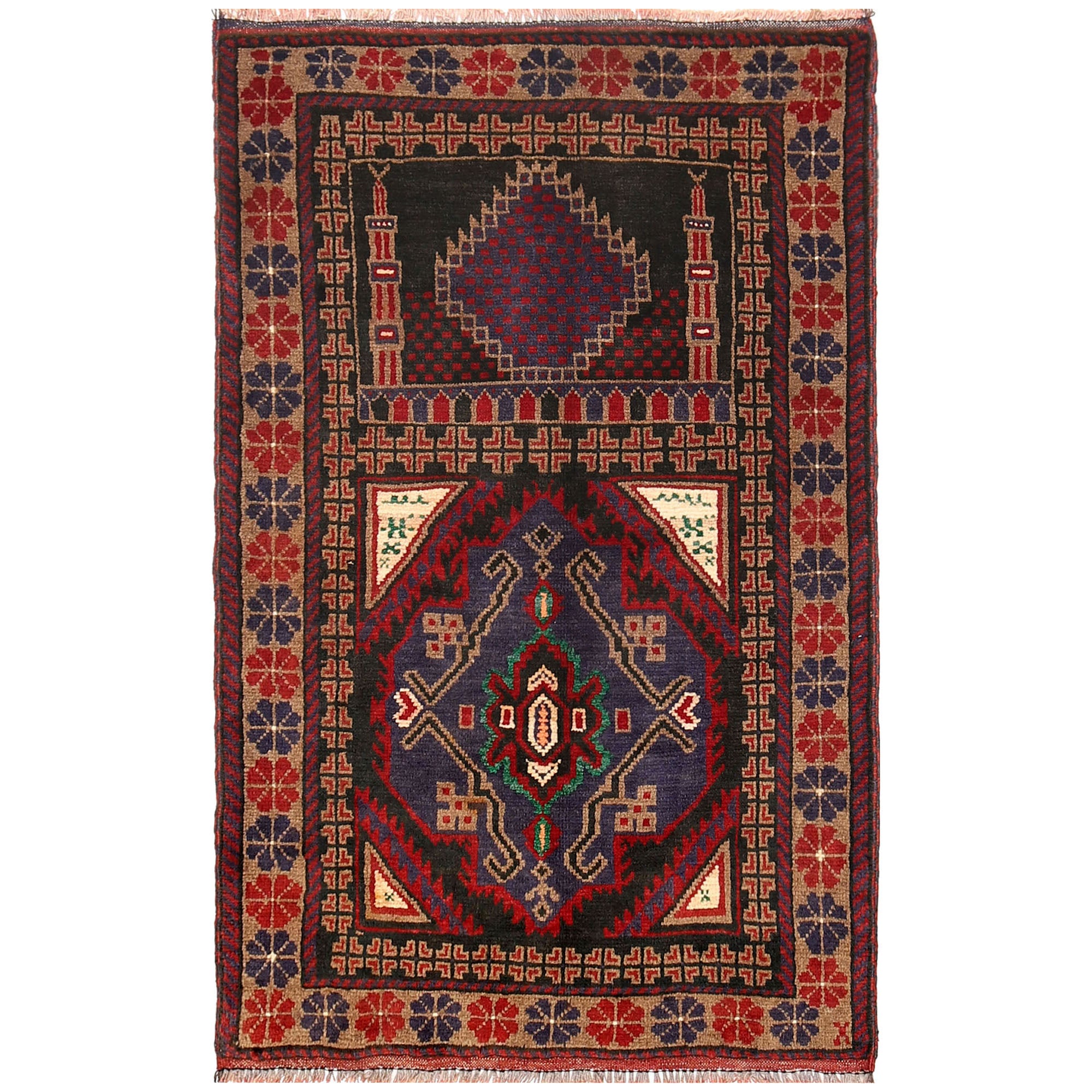 Small Prayer Carpet 2' 8" x 4' 4" ft / 82 x 132 cm - No. G19431
