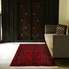 Red Color Afghan Area Rug 3' 3" x 5' 0" ft / 98 x 152 cm - No. G19653