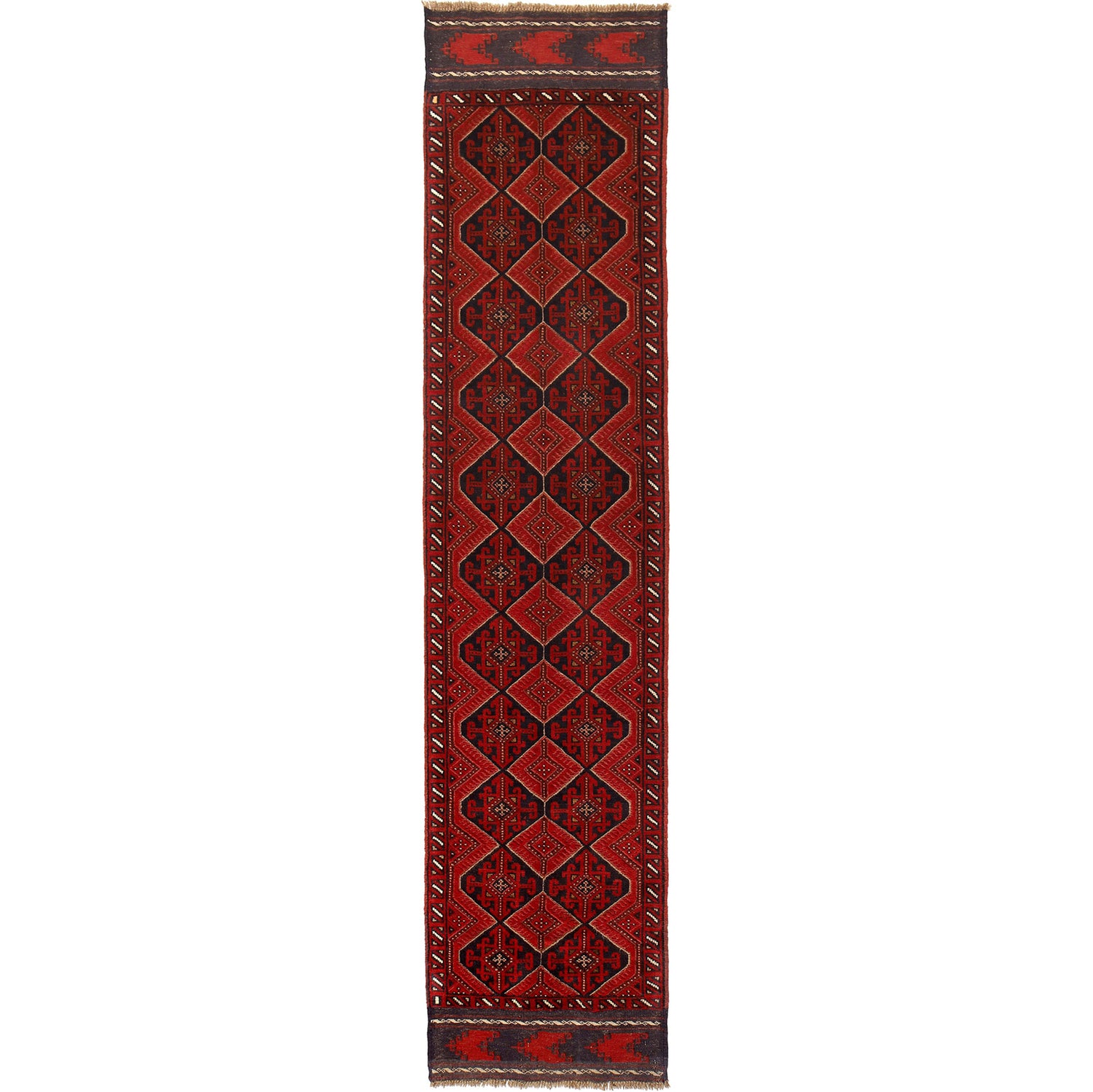 Hand Knotted Mashwani Runner 2' 6" x 11' 4" ft / 76 x 346 cm - No. G19674
