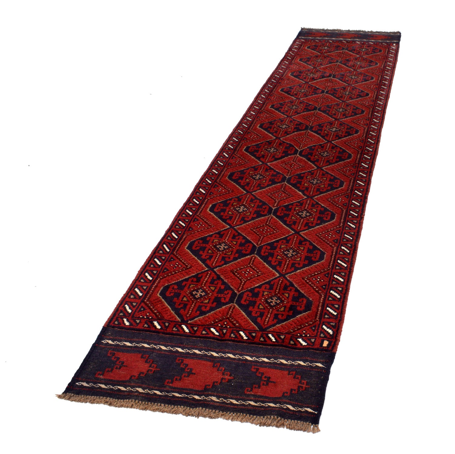 Hand Knotted Mashwani Runner 2' 6" x 11' 4" ft / 76 x 346 cm - No. G19674