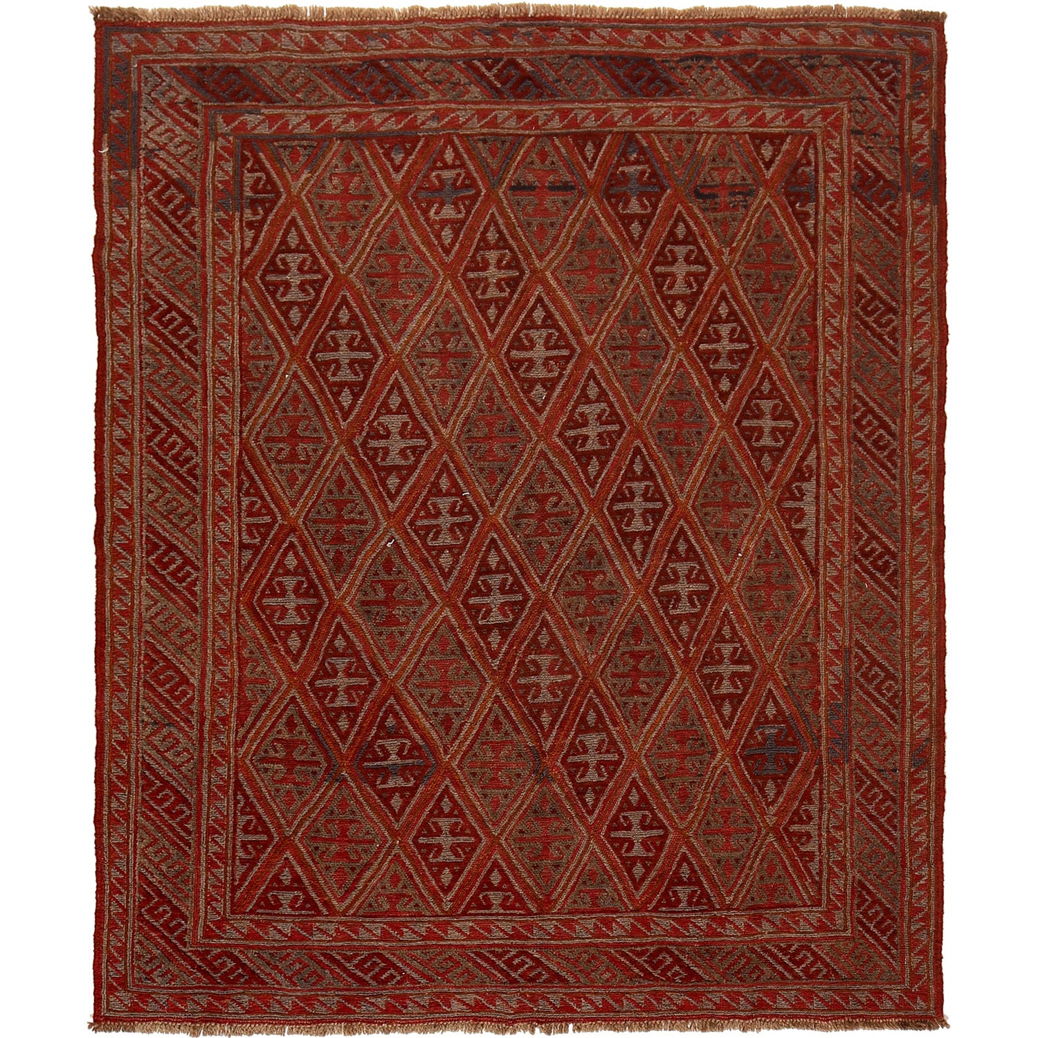 Handmade Afghan Carpet 5' 0" x 6' 3" ft / 152 x 191 cm - No. G19680