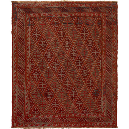 Handmade Afghan Carpet 5' 0" x 6' 3" ft / 152 x 191 cm - No. G19680