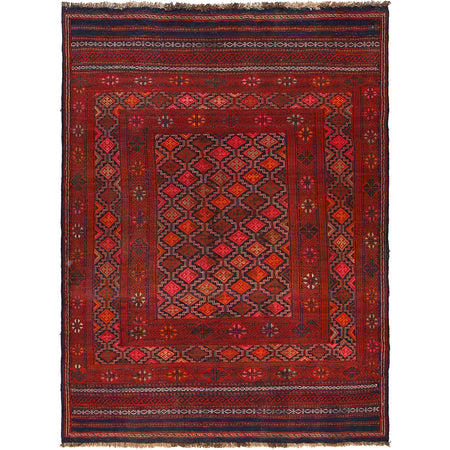 Hand Knotted Laghari Kilim 4' 6" x 6' 1" ft / 137 x 185 cm - No. G19787