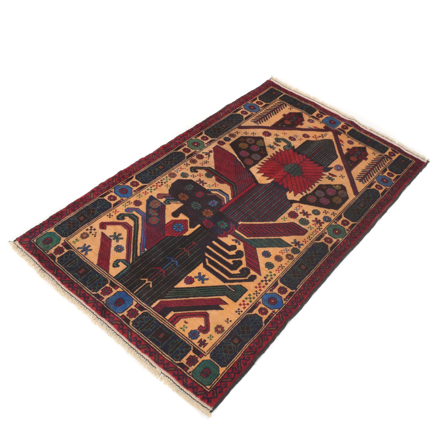 Handmade Prayer Rug 2' 9" x 4' 6" ft / 85 x 137 cm - G20021