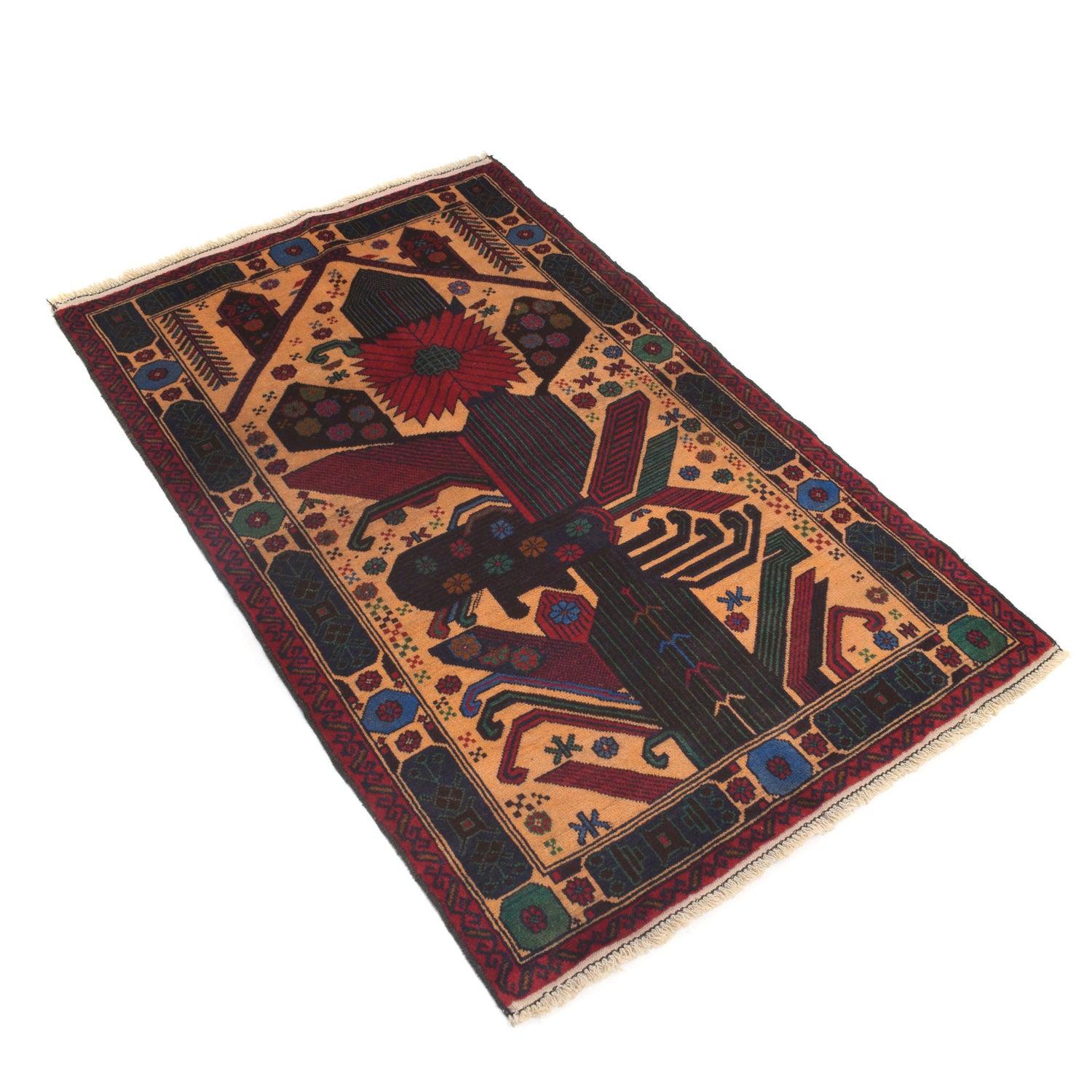 Handmade Prayer Rug 2' 9" x 4' 6" ft / 85 x 137 cm - G20021