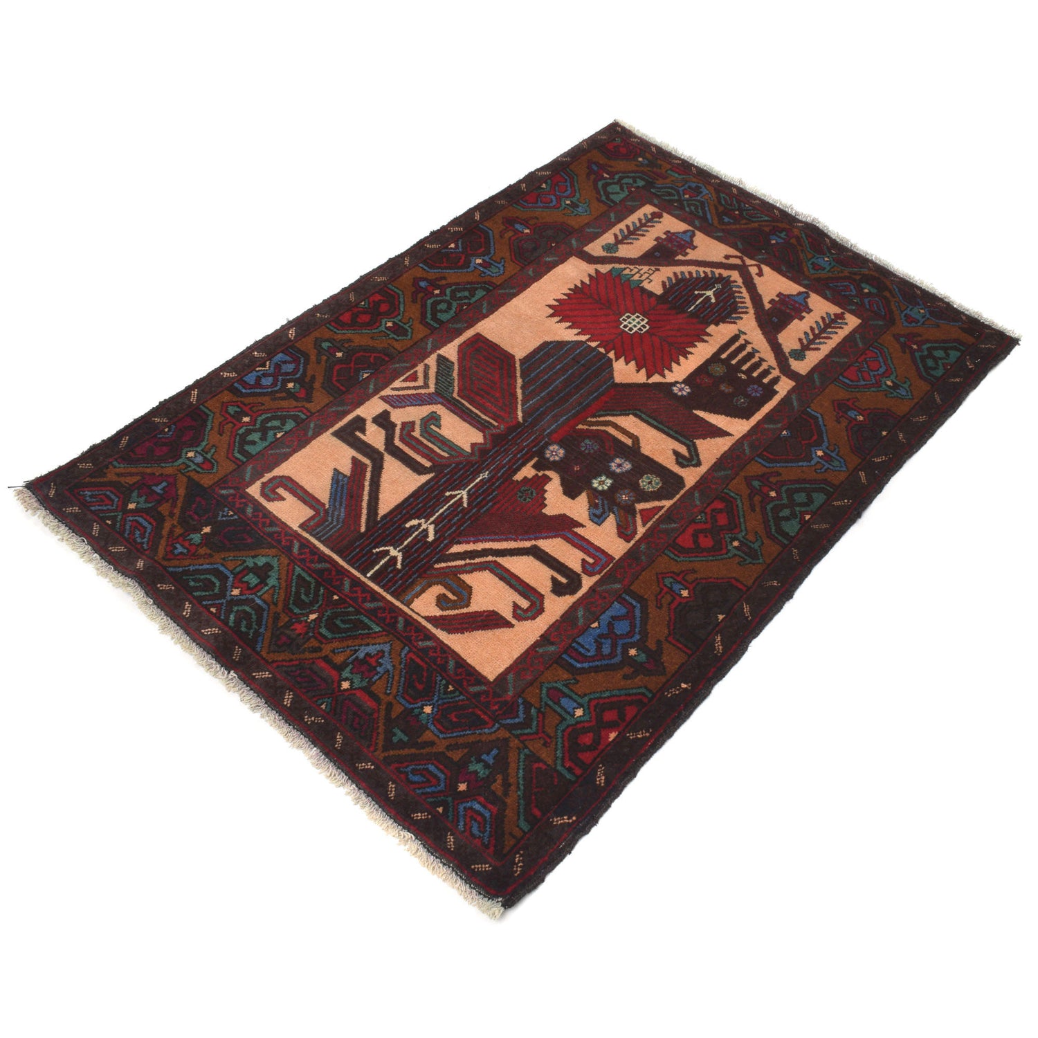 Muslim Prayer Rug 2' 11" x 4' 5" ft / 90 x 134 cm - No. G20022