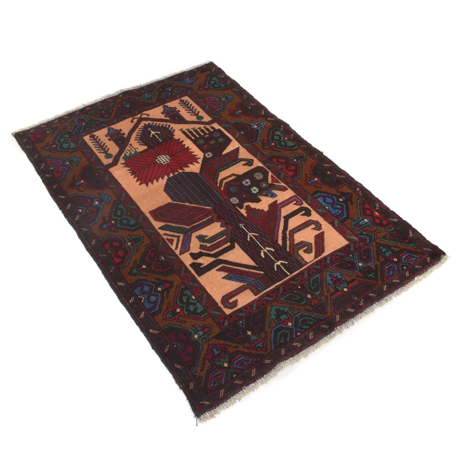 Muslim Prayer Rug 2' 11" x 4' 5" ft / 90 x 134 cm - No. G20022