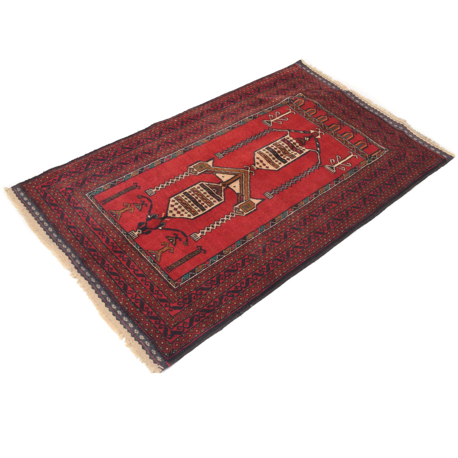 Handmade Prayer Rug 2' 10" x 4' 6" ft / 86 x 138 cm - G20027