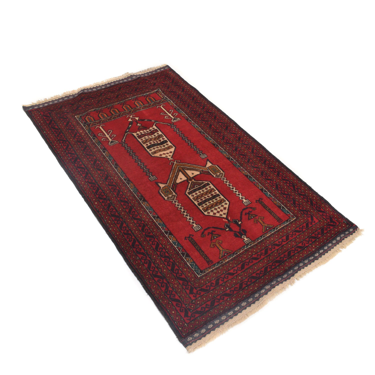 Handmade Prayer Rug 2' 10" x 4' 6" ft / 86 x 138 cm - G20027