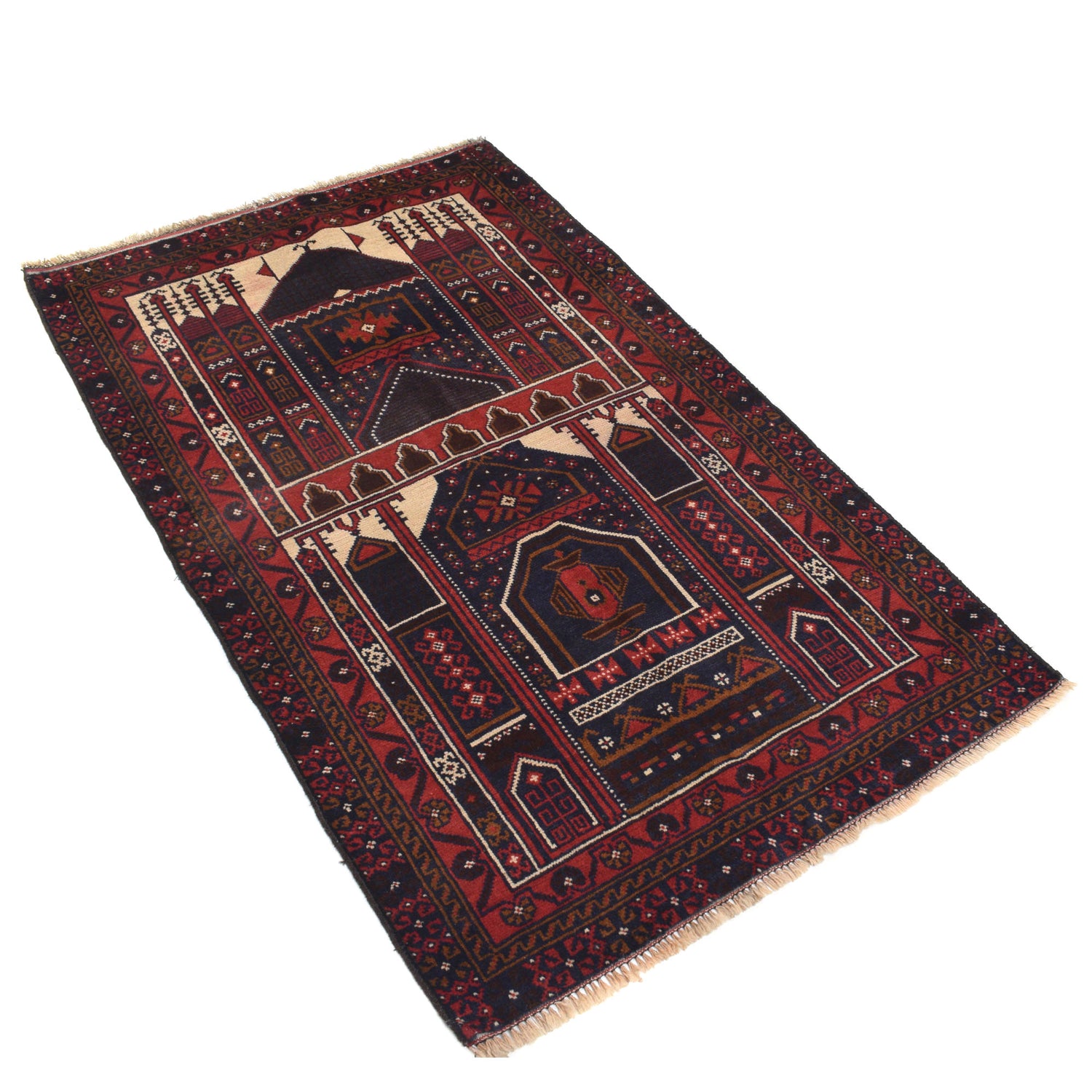 Handmade Prayer Rug 3' 0" x 4' 10" ft / 91 x 148 cm - G20030