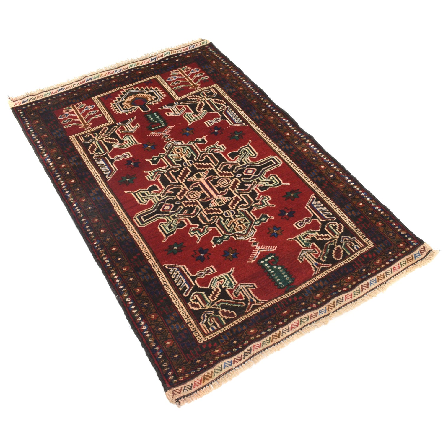 Red Color Prayer Rug 2' 10" x 4' 4" ft / 86 x 133 cm - G20062