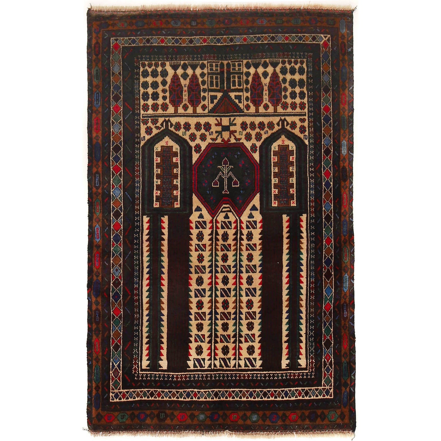 Beige Color Prayer Rug 2' 9" x 4' 6" ft / 85 x 138 cm - G20090