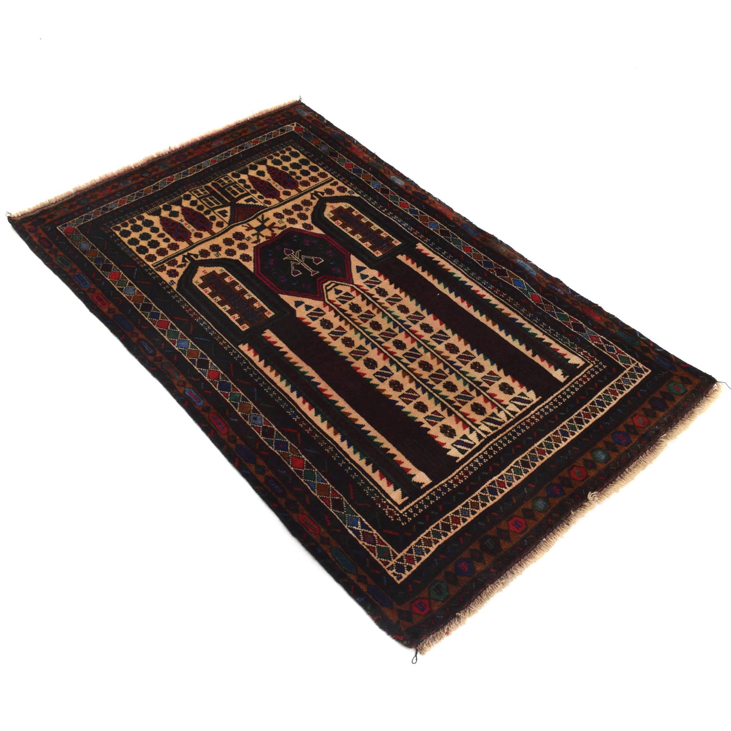 Beige Color Prayer Rug 2' 9" x 4' 6" ft / 85 x 138 cm - G20090