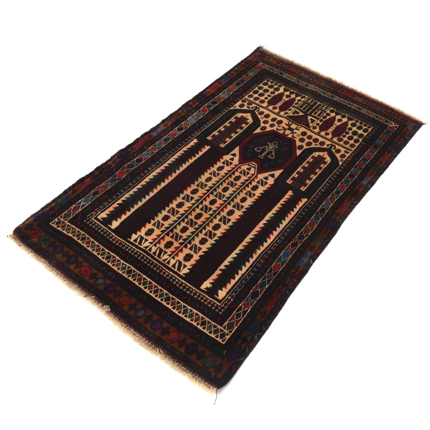 Beige Color Prayer Rug 2' 9" x 4' 6" ft / 85 x 138 cm - G20090