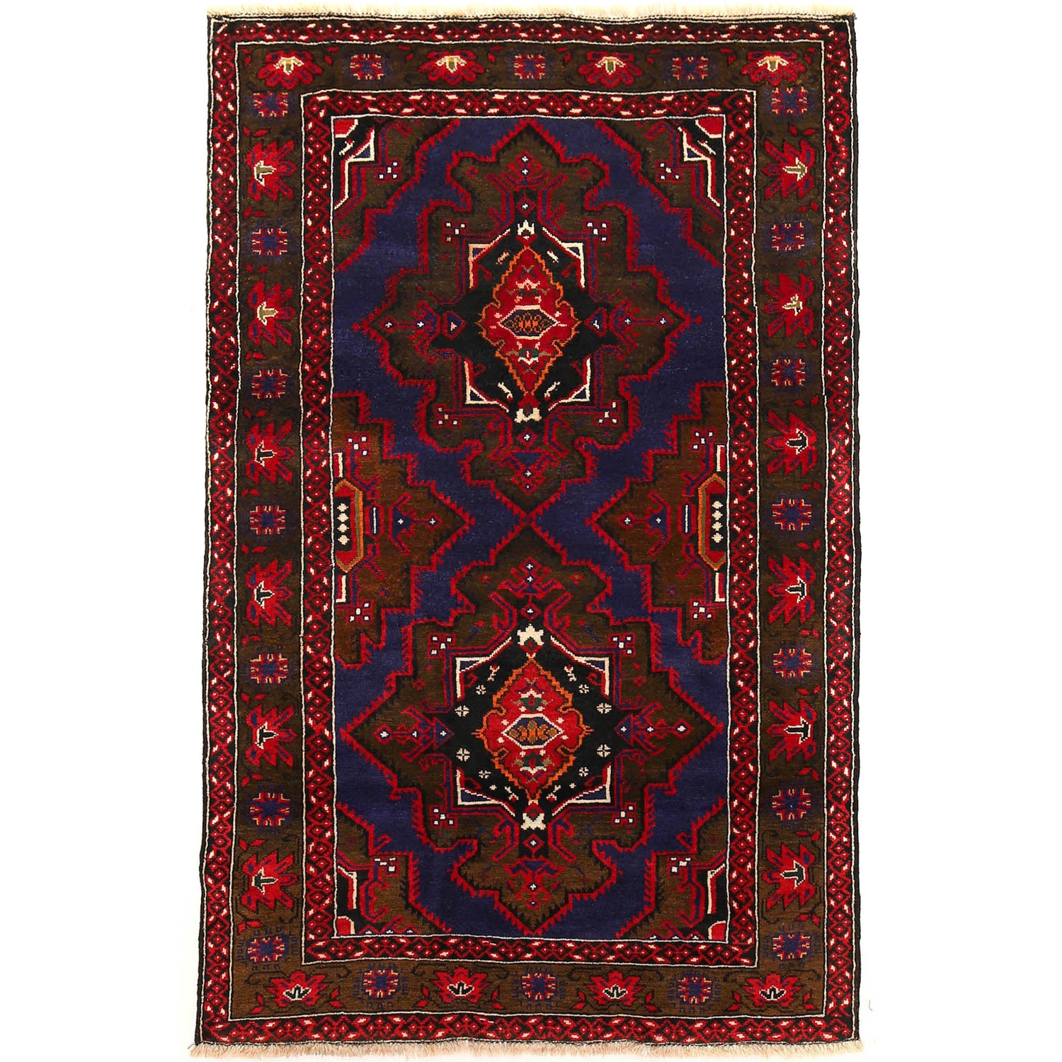 Hand Knotted Baluchi Rug 3' 11" x 6' 3" ft / 120 x 190 cm - No. G20362