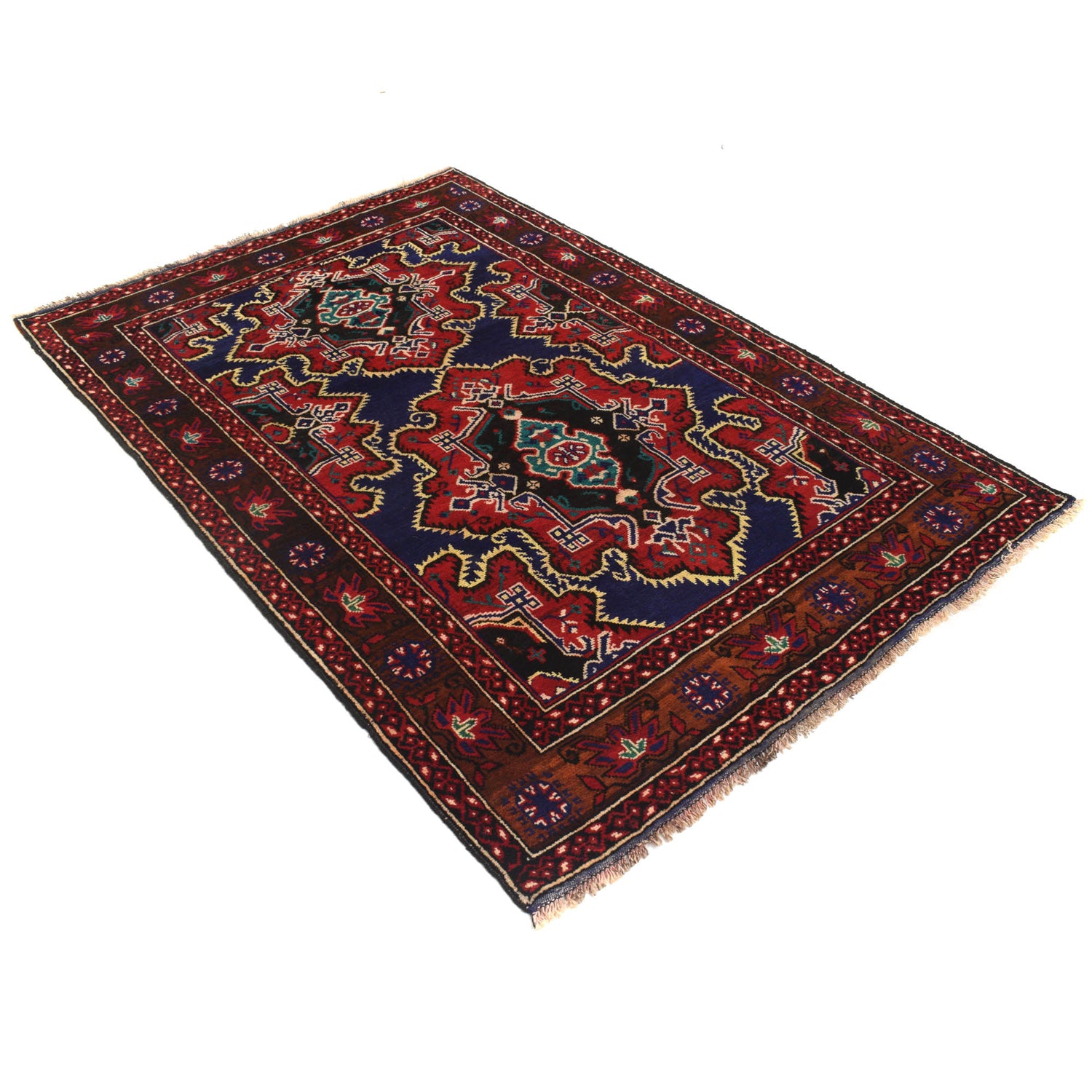 Hand Knotted Baluchi Rug 4' 3" x 6' 5" ft / 130 x 196 cm - No. G20365