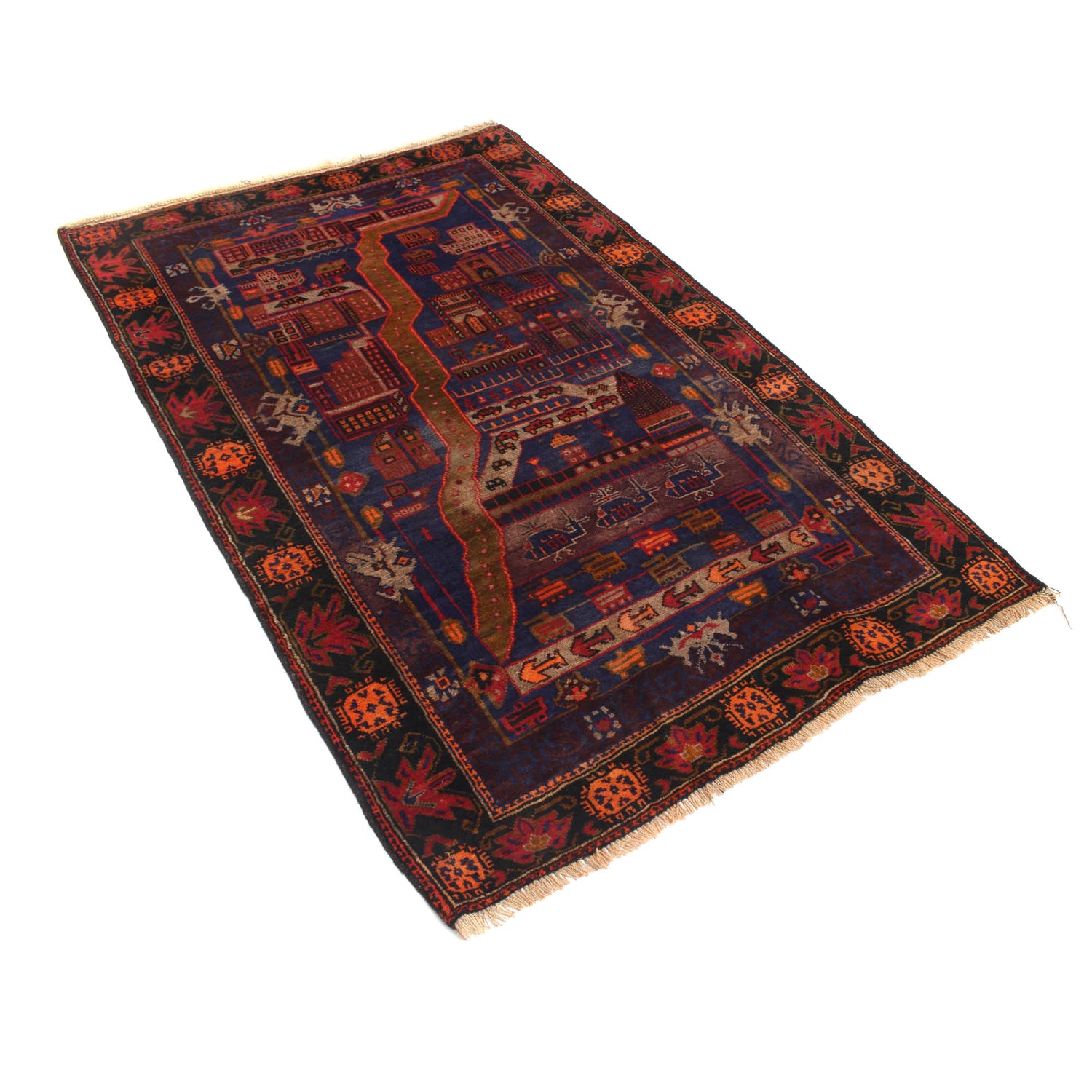 Handmade Picture Area Rug 3' 11" x 6' 0" ft / 119 x 182 cm - No. G20379