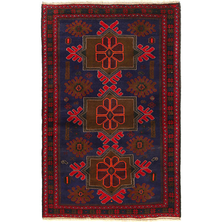 Hand Knotted Baluchi Rug 4' 1" x 6' 4" ft / 125 x 192 cm - No. G20394
