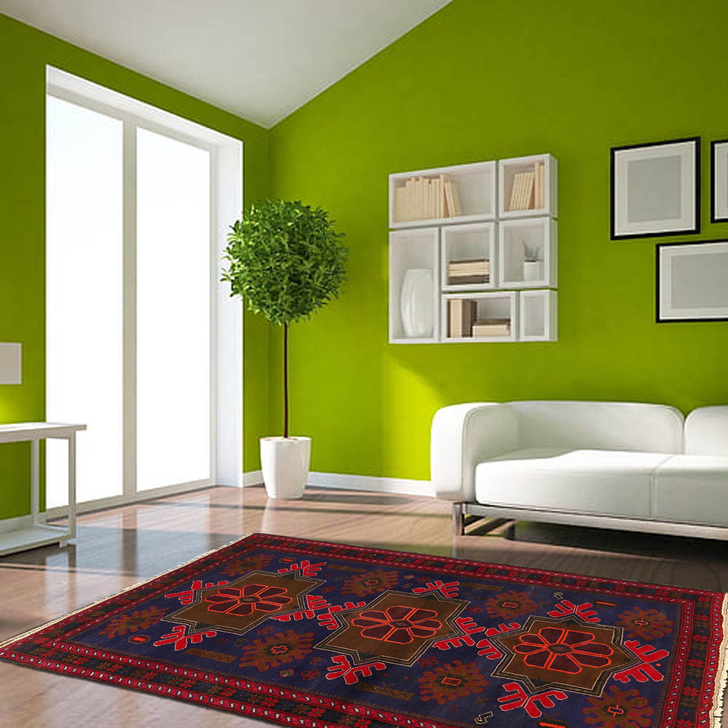 Hand Knotted Baluchi Rug 4' 1" x 6' 4" ft / 125 x 192 cm - No. G20394