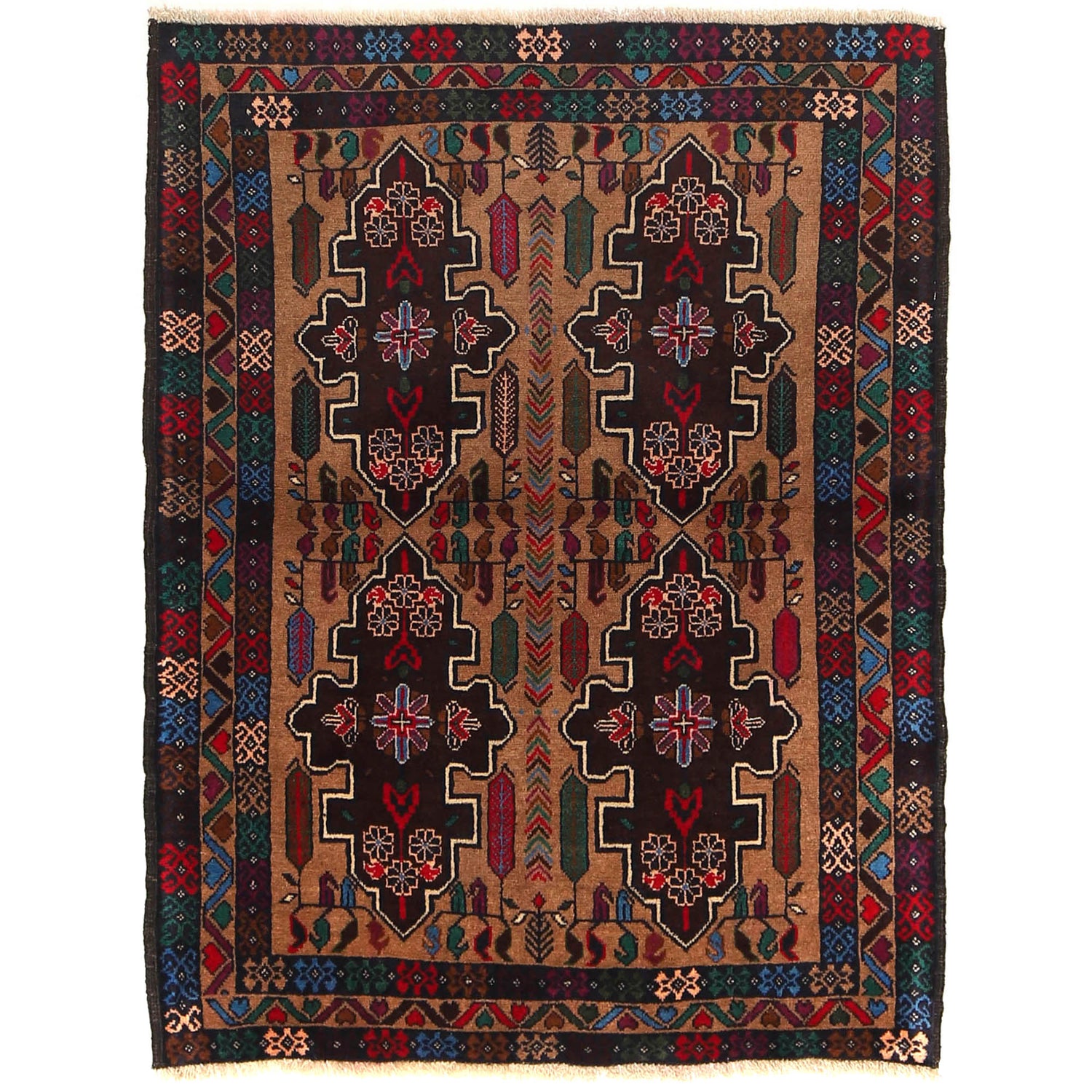 Handmade Balochi Rug 3' 2" x 4' 0" ft / 96 x 123 cm - No. G20404