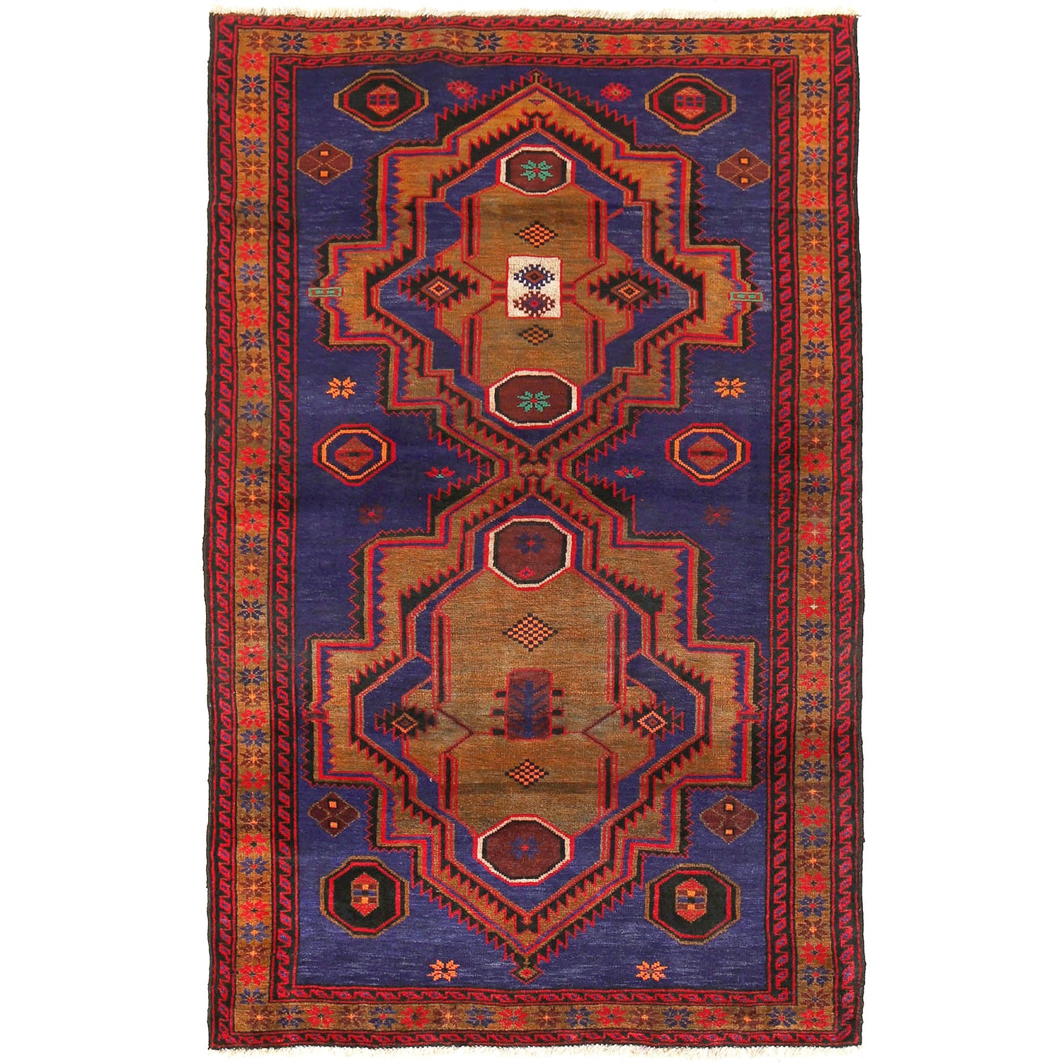 Tribal Baloch Rug 4' 1" x 6' 6" ft / 125 x 197 cm - No. G20417