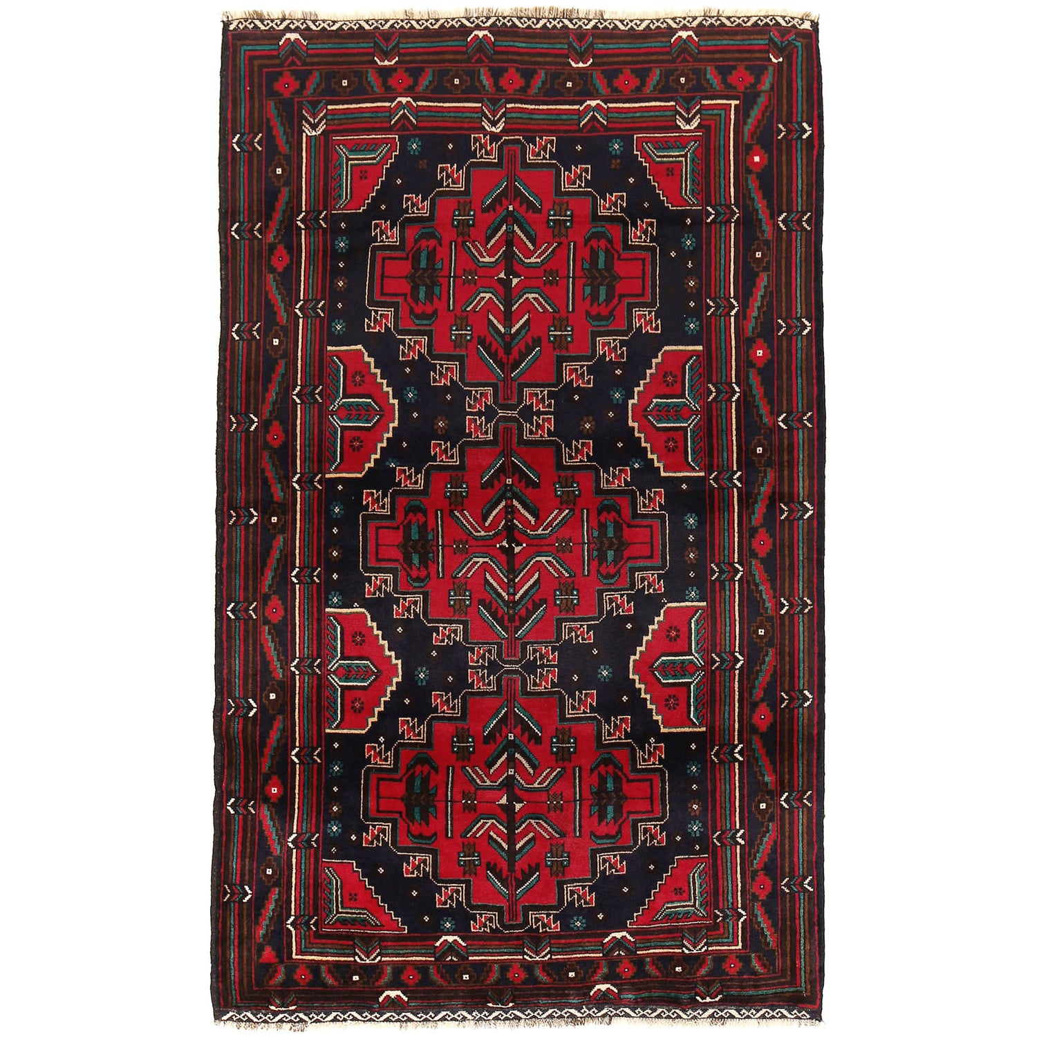 Tribal Baloch Rug 4' 1" x 6' 7" ft / 124 x 201 cm - No. G20419