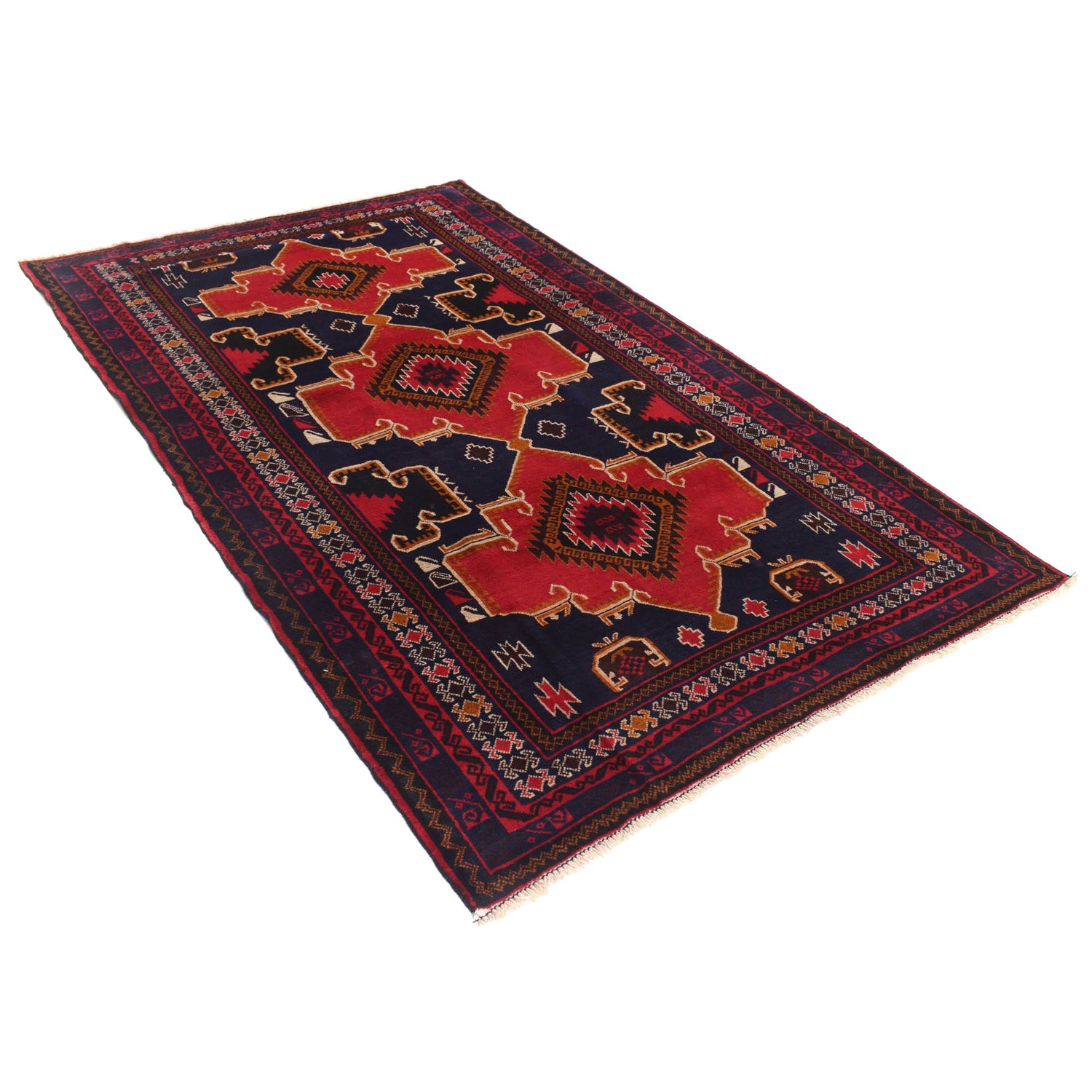Hand Knotted Baluchi Rug 4' 4" x 7' 3" ft / 132 x 220 cm - No. G20427